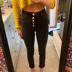 Black High-Rise Girlfriend Jeans, Size: 26